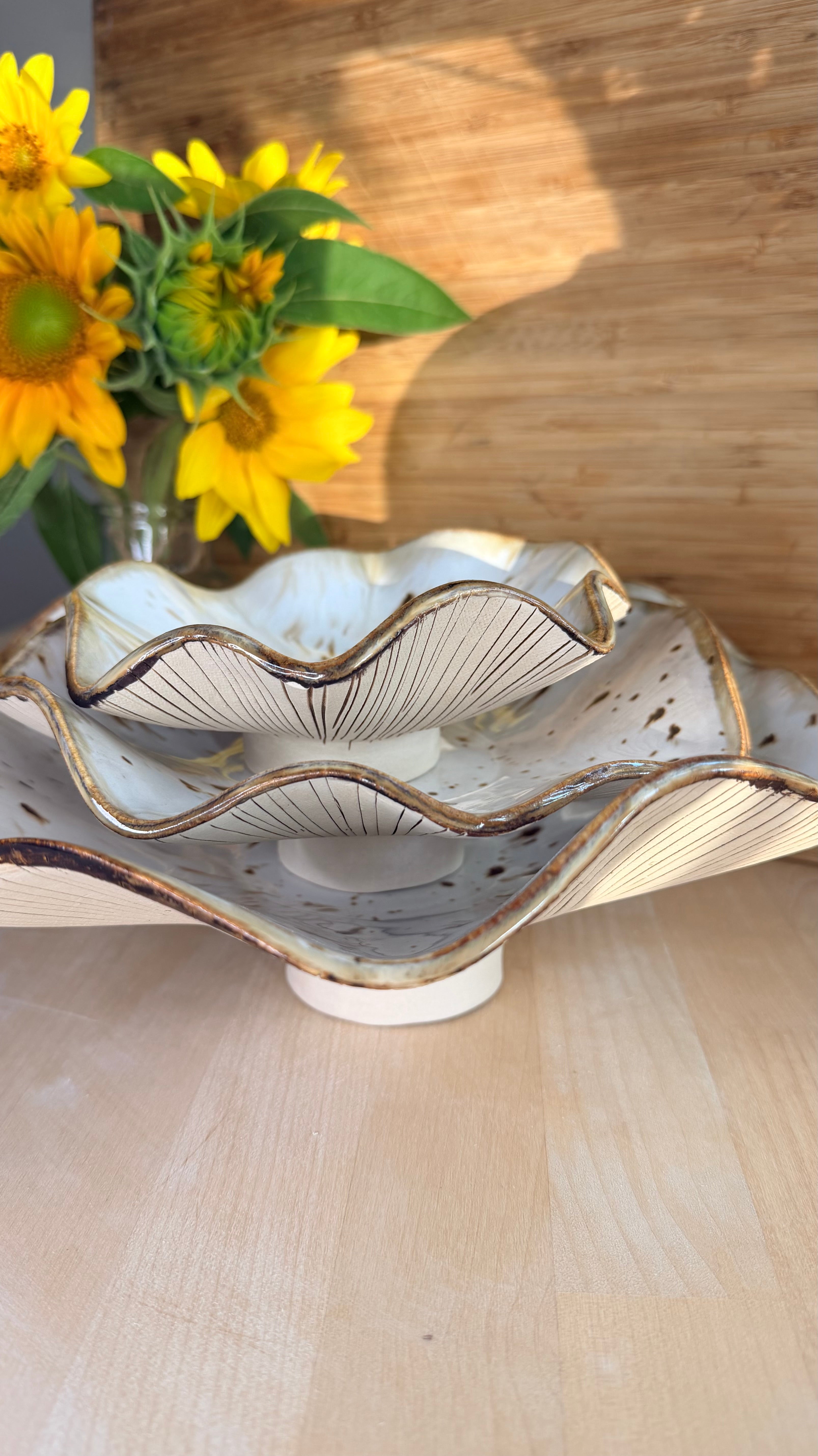 Parasol Mushroom Bowl Collection — Set of 3 bowls ✨